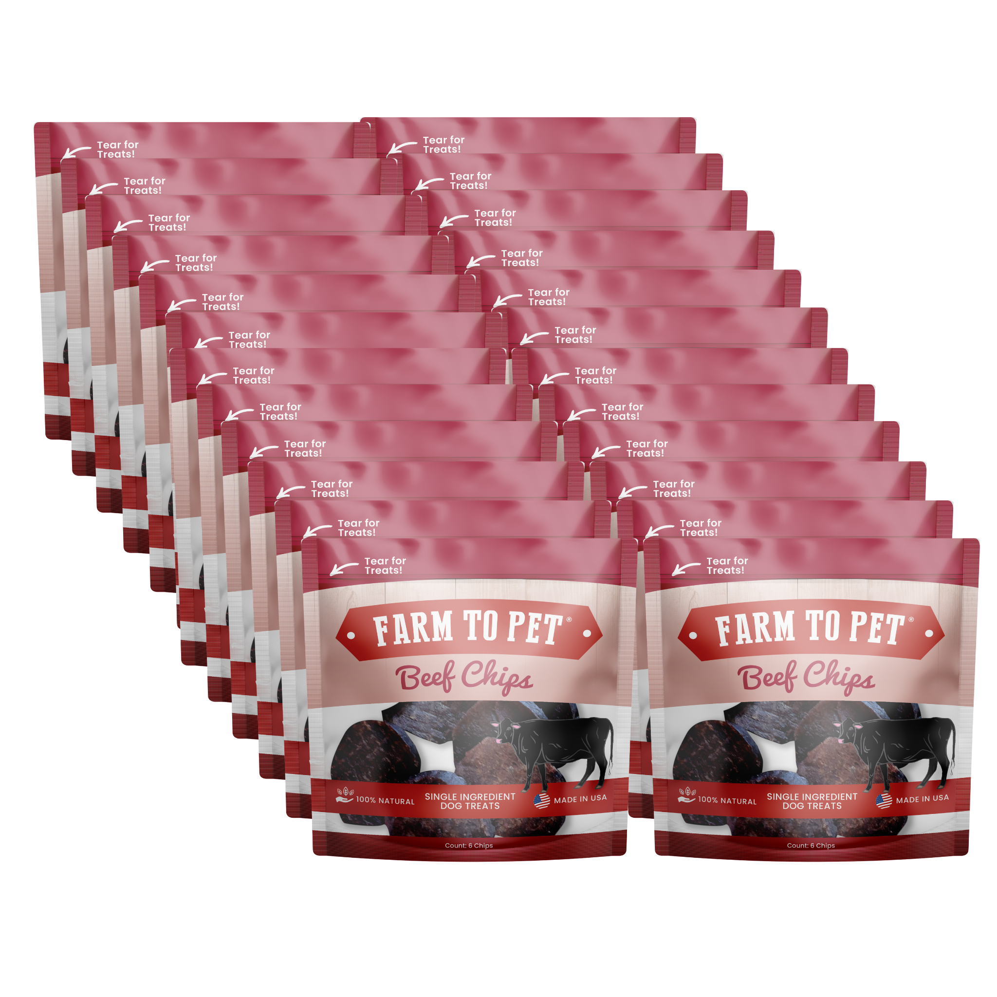 Beef Chips Healthy Dog Snack Pack Bundle | 24 Pack