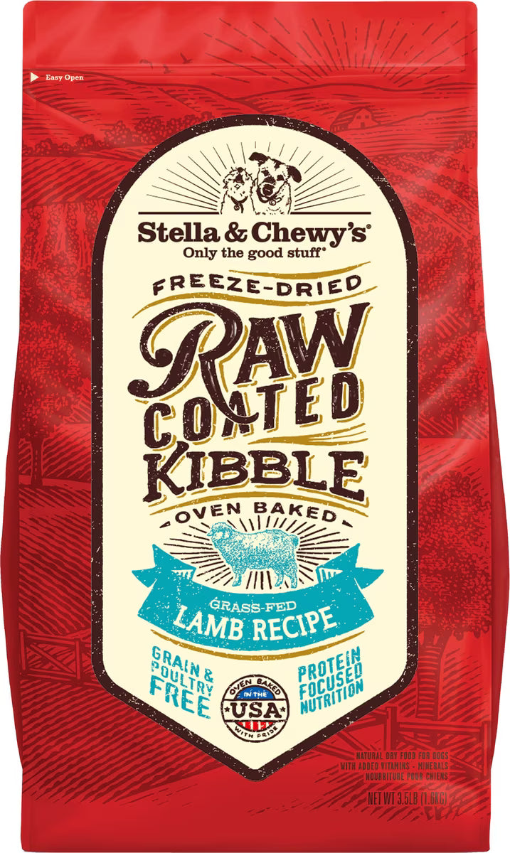 Stella & Chewys Dog Kibble - Raw Coated Grass Fed Lamb Recipe 3.5Lbs