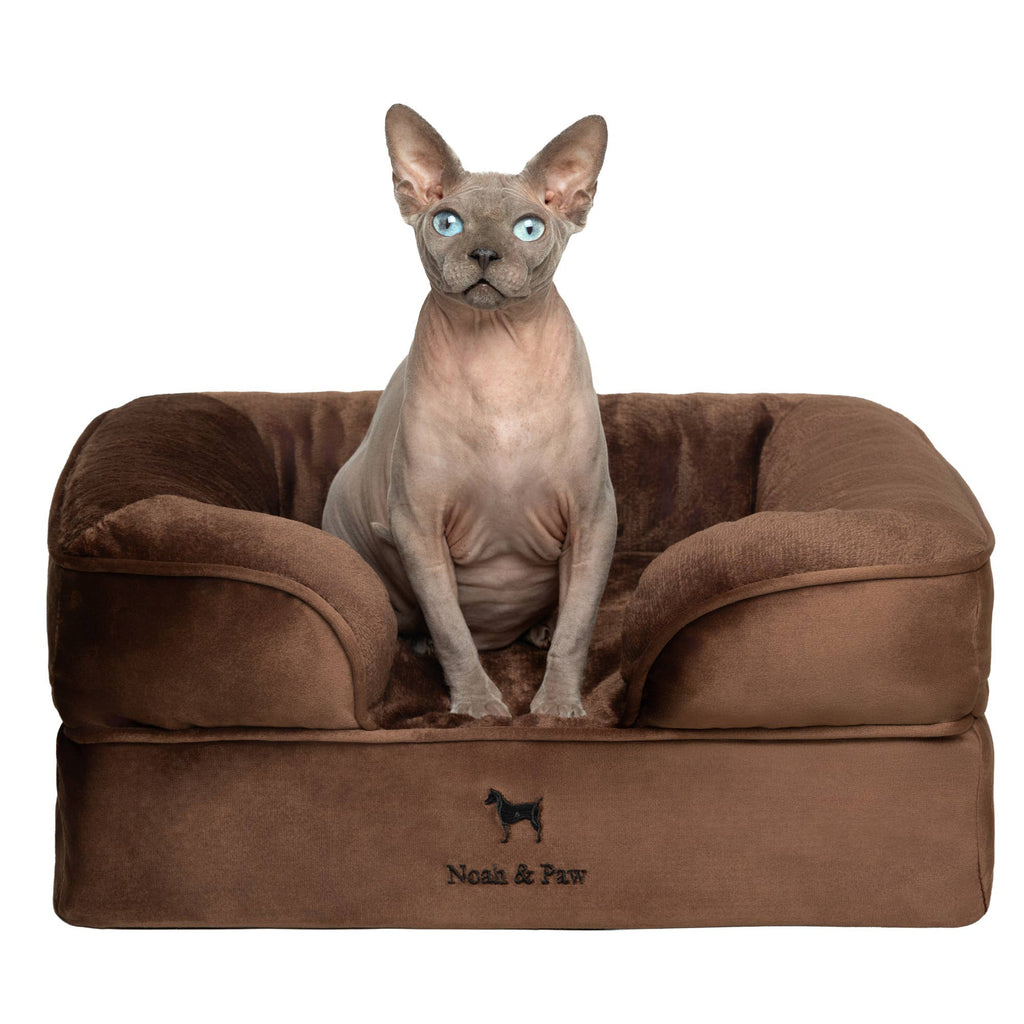 Velvet Orthopedic Pet Bed, Cooling Gel Memory Foam: S [20*15*8] / Brown
