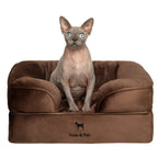 Velvet Orthopedic Pet Bed, Cooling Gel Memory Foam: S [20*15*8] / Brown