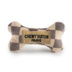 Chewy Vuiton Checker Bone Squeaky Dog Toy | Tan | Small