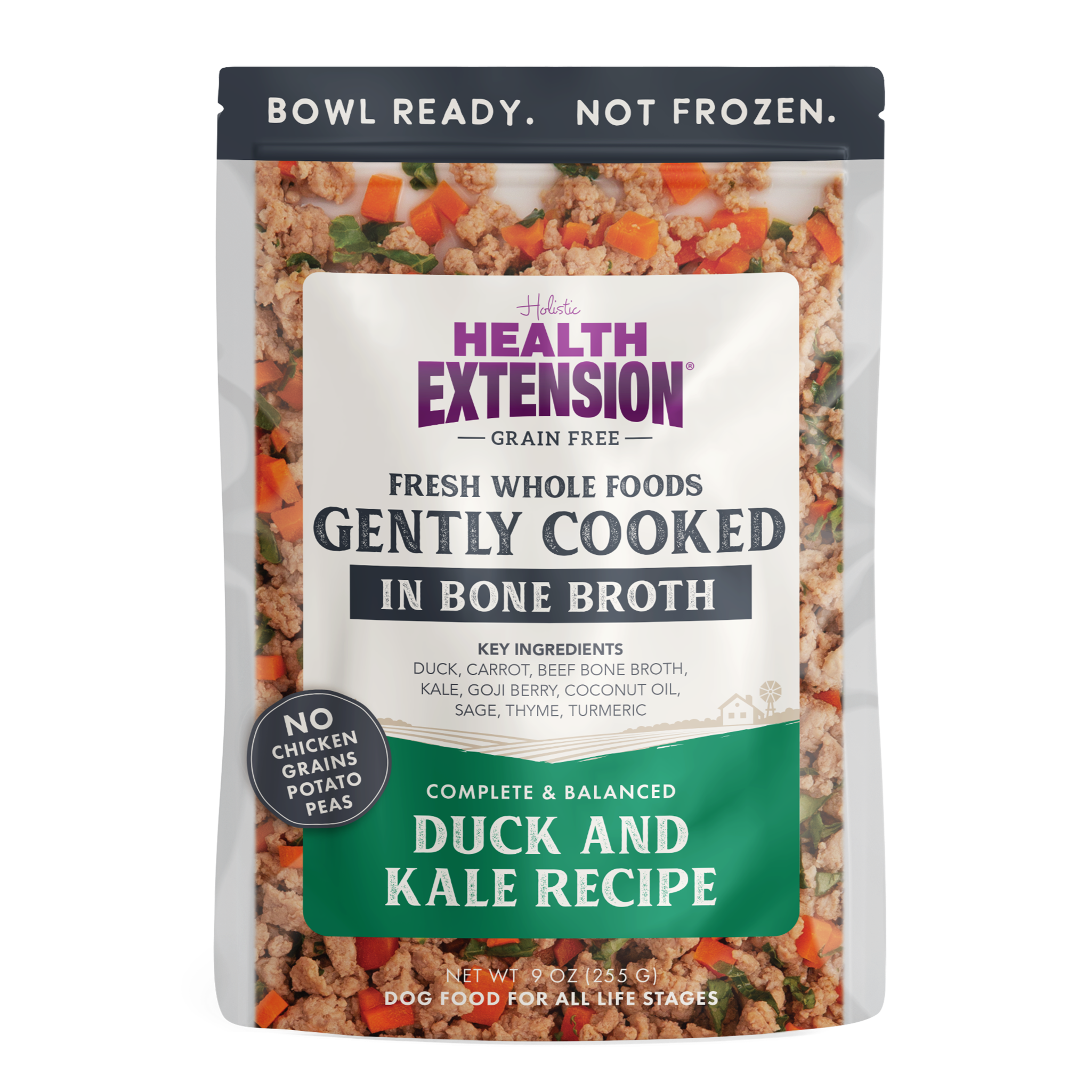 Gently Cooked Duck & Kale Recipe: 9oz pouch 5 pack
