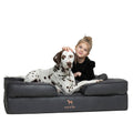 Faux Leather Orthopedic Pet Bed, Cooling Gel Foam, Sofa: Black / XL [45*35*11]