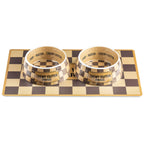 Chewy Vuiton Bowl & Placemat Set | Tan Checker | Small