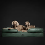 Faux Leather Orthopedic Pet Bed, Cooling Gel Foam, Sofa: Dark Green / S [20*15*8]