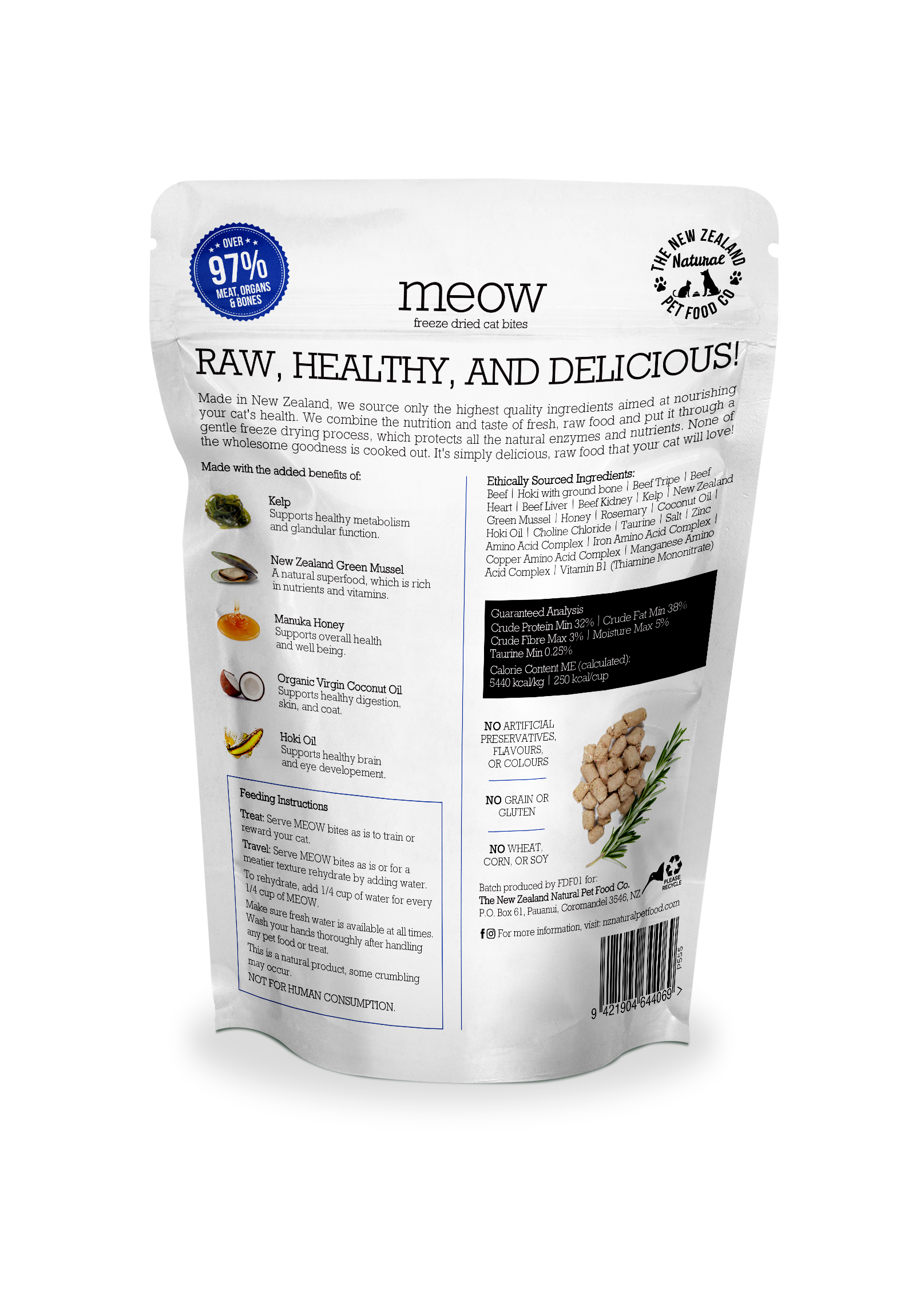 Meow Beef & Hoki Freeze Dried Cat Food 1.76oz | 9.9oz: 1.76oz