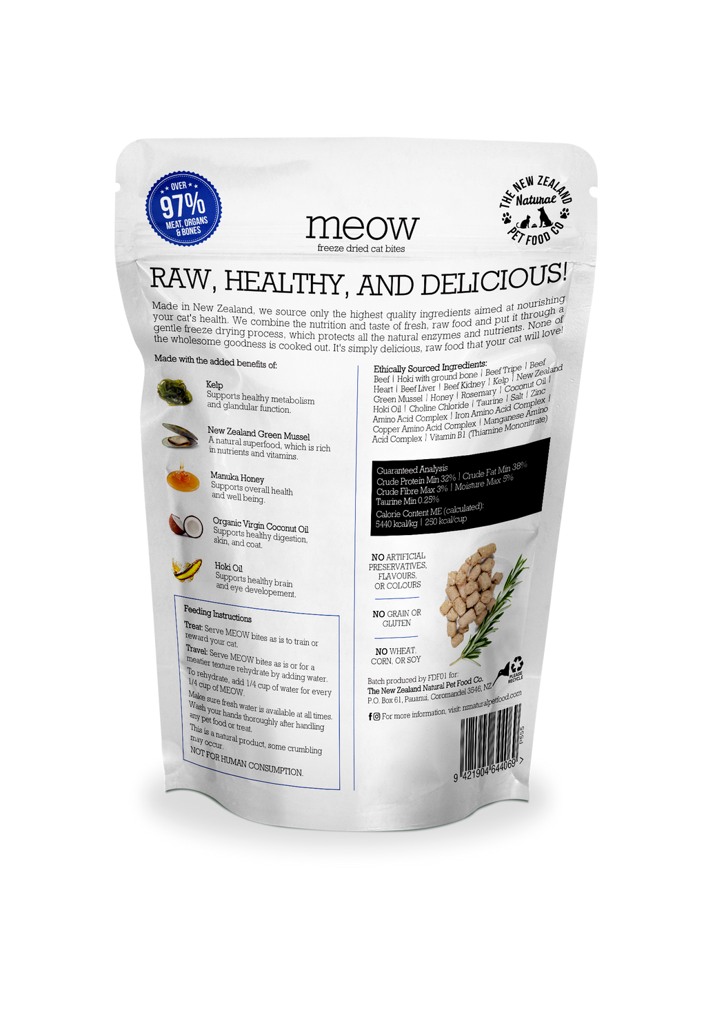 Meow Beef & Hoki Freeze Dried Cat Food 1.76oz | 9.9oz: 9.9oz