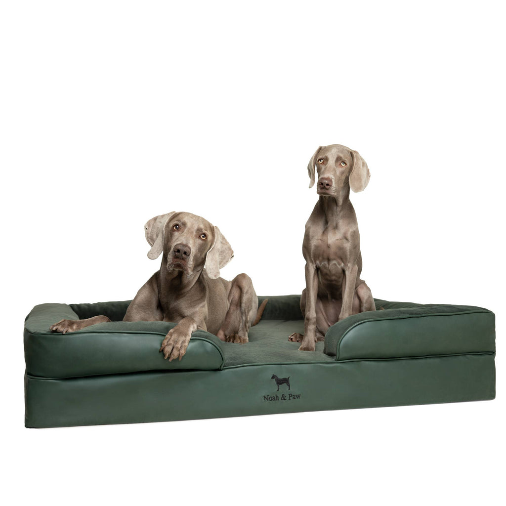 Faux Leather Orthopedic Pet Bed, Cooling Gel Foam, Sofa: Dark Green / S [20*15*8]