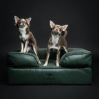 Faux Leather Orthopedic Pet Bed, Cooling Gel Foam, Sofa: Dark Green / S [20*15*8]