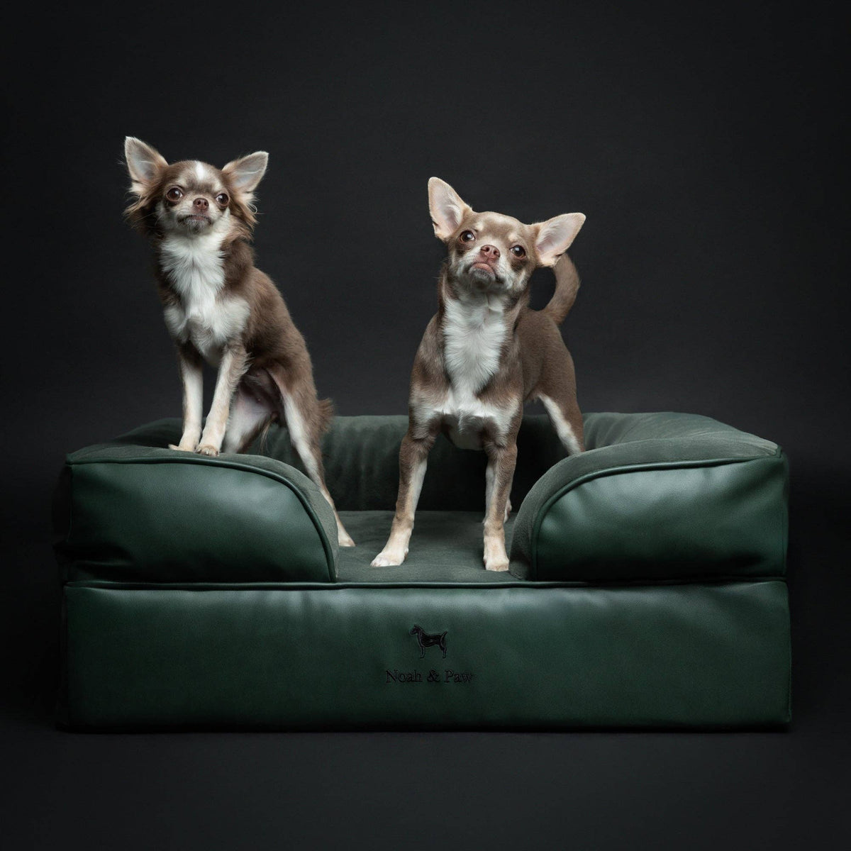 Faux Leather Orthopedic Pet Bed, Cooling Gel Foam, Sofa: Dark Green / S [20*15*8]