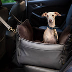 Dog Car Seat Carrier Orthopedic Foam, Black, Vegan Leather