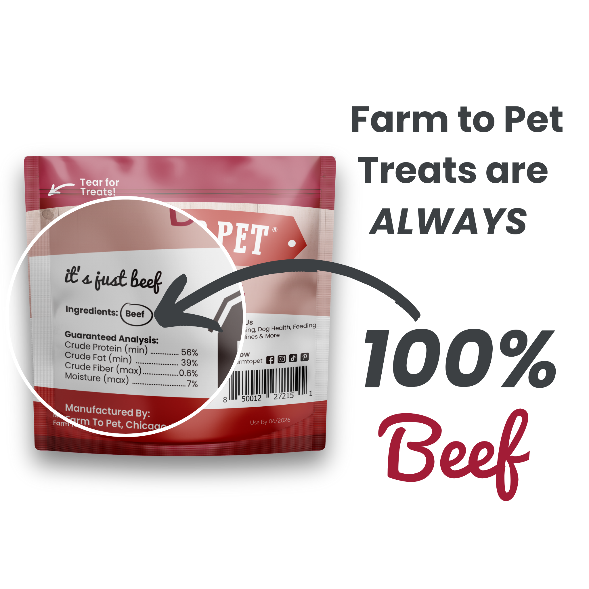 Beef Chips Healthy Dog Snack Pack Bundle | 24 Pack