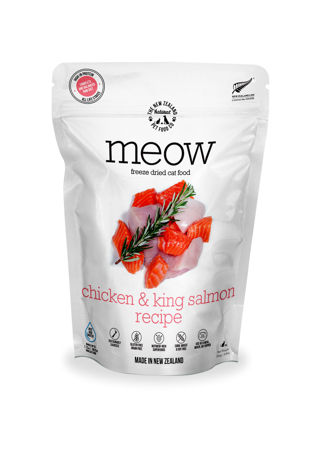 Meow Chicken & King Salmon Freeze Dried Cat Food1.76oz|9.9oz: 1.76oz
