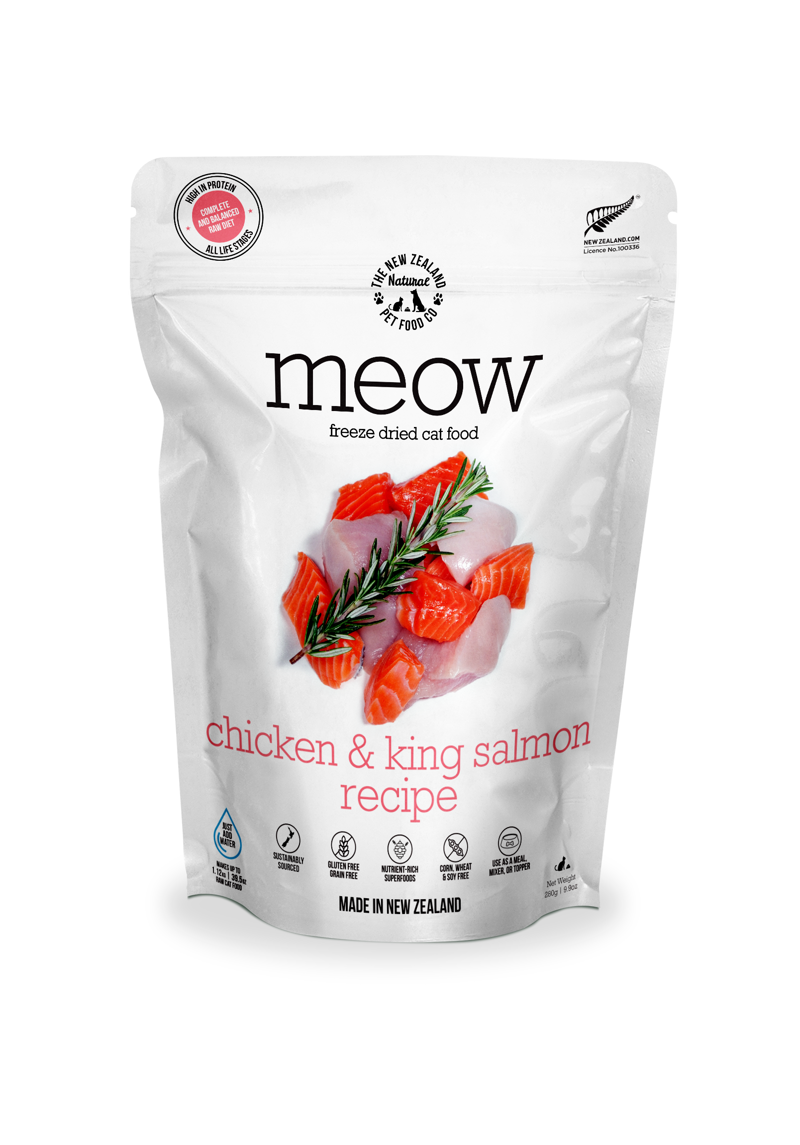 Meow Chicken & King Salmon Freeze Dried Cat Food1.76oz|9.9oz: 1.76oz