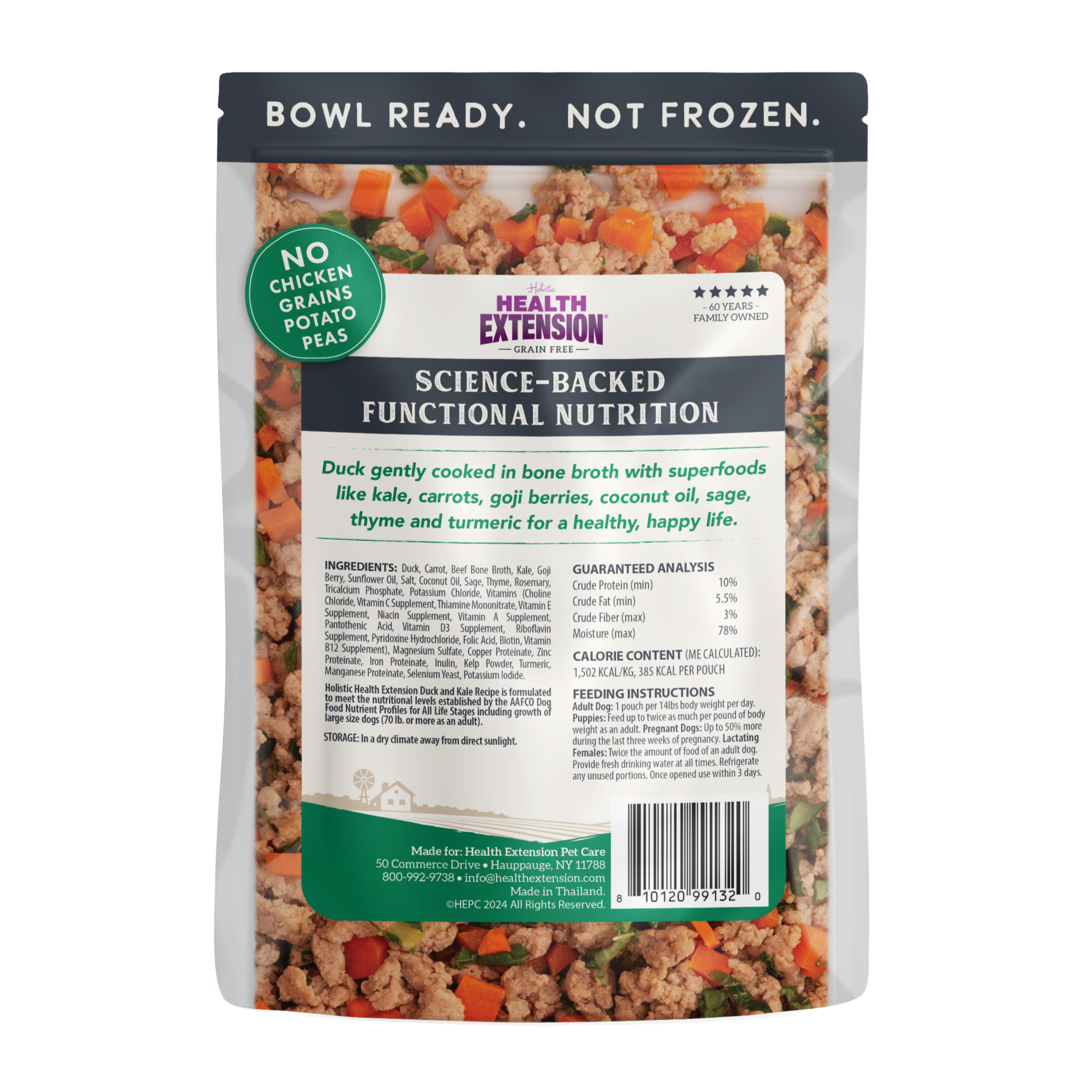 Gently Cooked Duck & Kale Recipe: 9oz pouch 5 pack