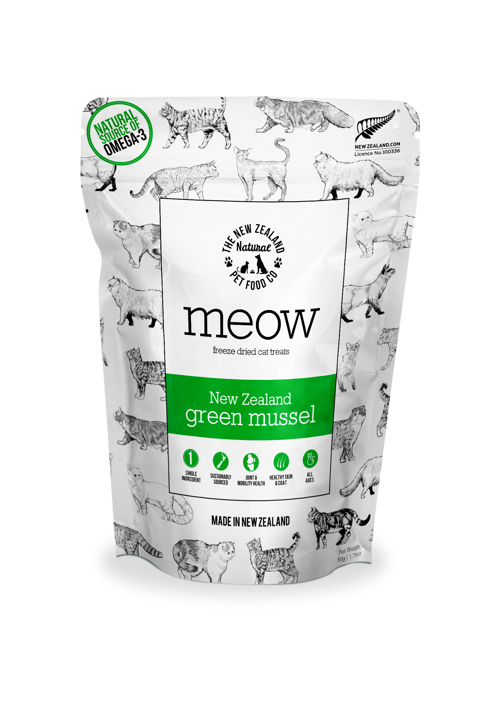 Meow NZ Green Mussel Treats 1.76oz