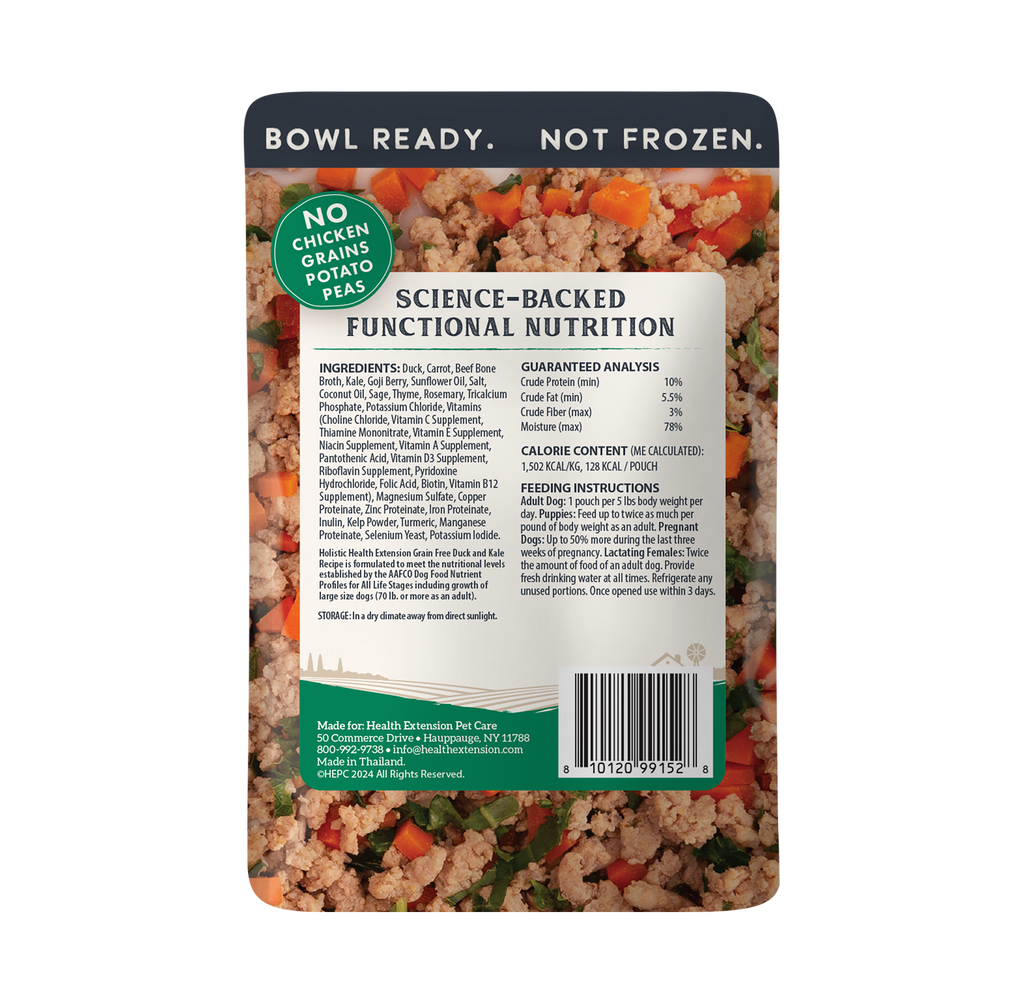 Gently Cooked Duck & Kale Recipe: 9oz pouch 10 pack