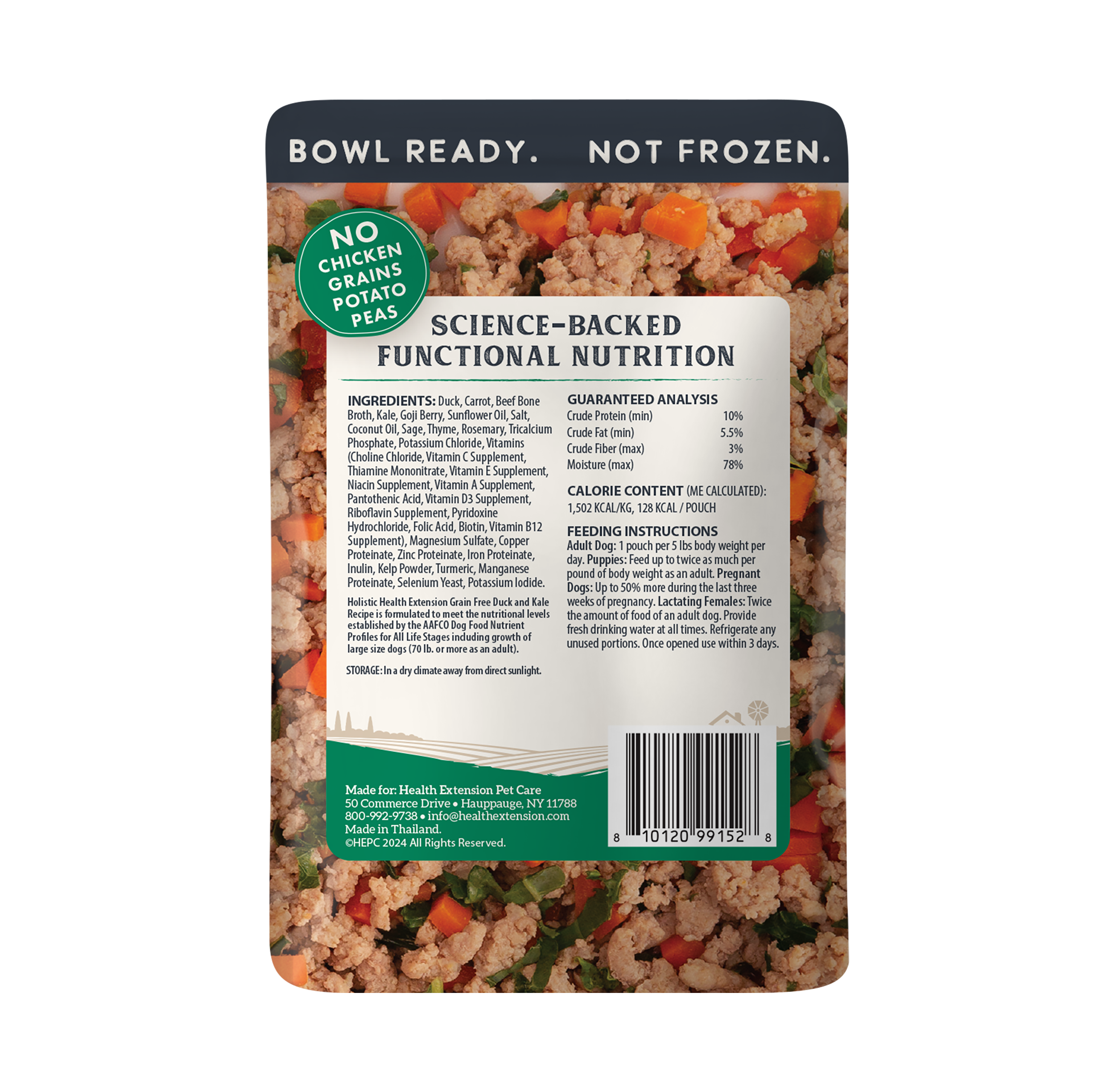 Gently Cooked Duck & Kale Recipe: 3oz pouch 10 pack