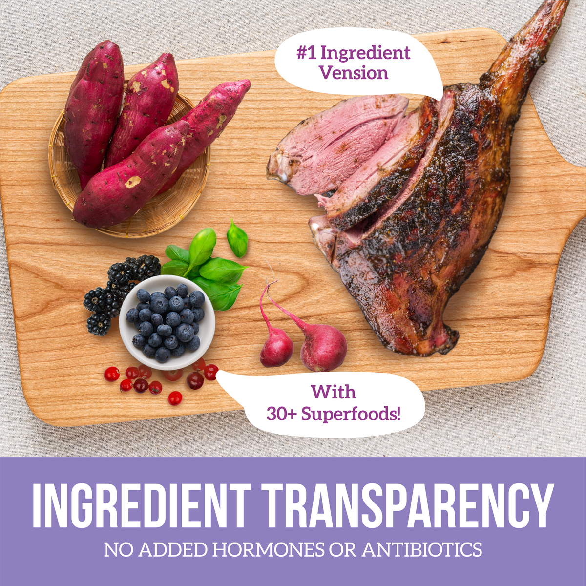 Grain Free Venison Recipe with whole vegetables & berries: 4lb