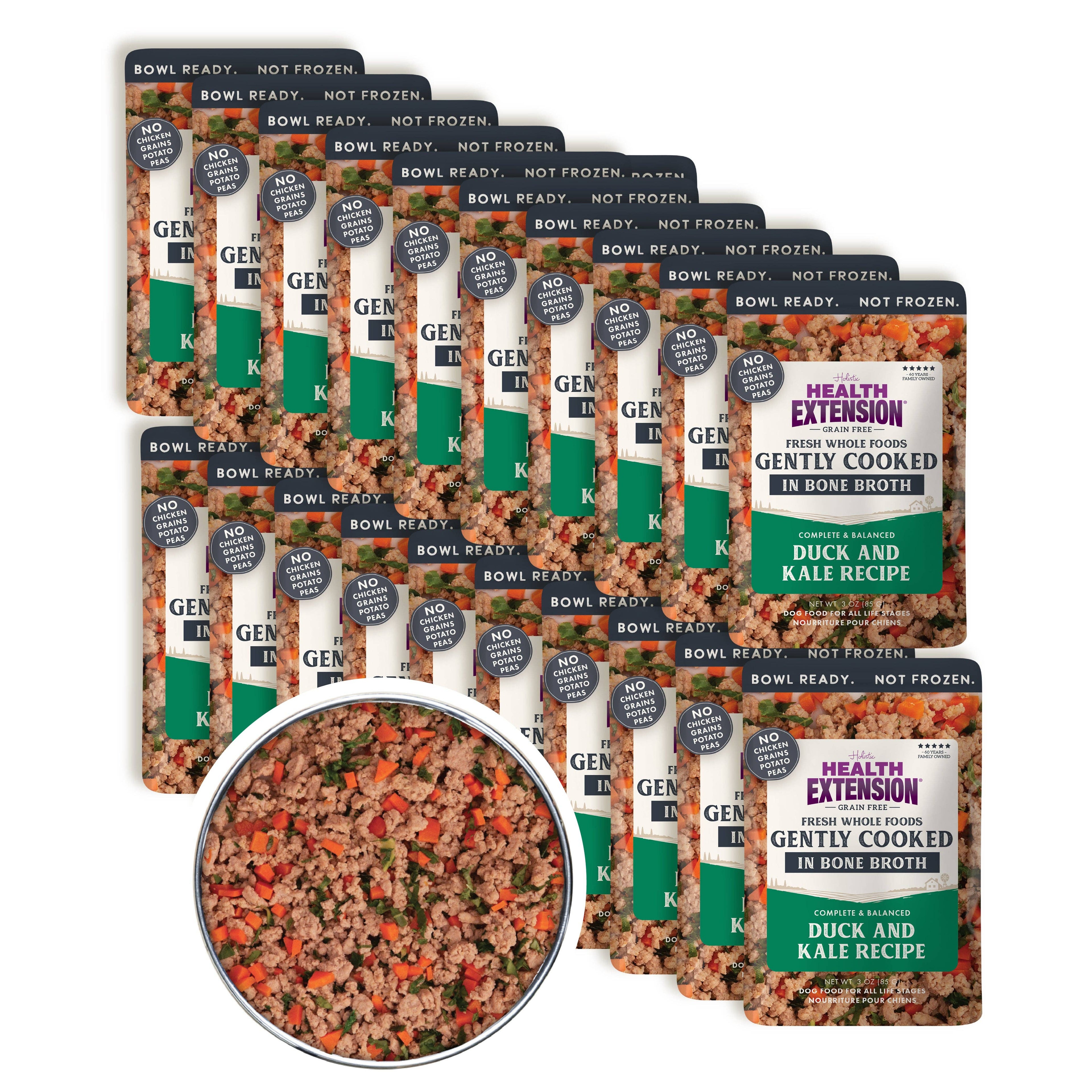 Gently Cooked Duck & Kale Recipe: 3oz pouch 10 pack