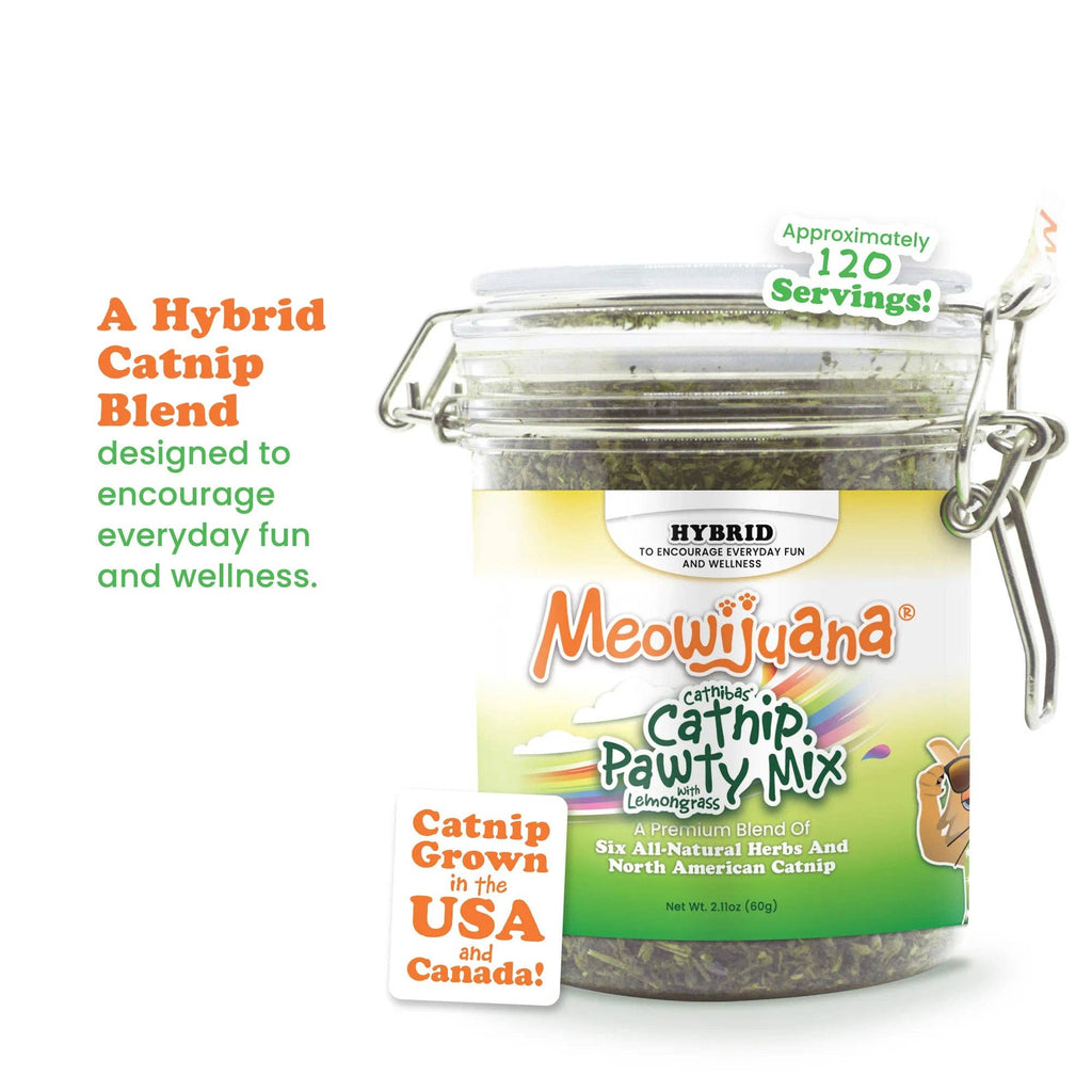 Meowijuana® Jar of Catnibas® Catnip Lemongrass Pawty Mix