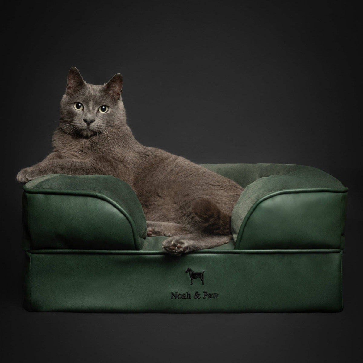 Faux Leather Orthopedic Pet Bed, Cooling Gel Foam, Sofa: Dark Green / S [20*15*8]