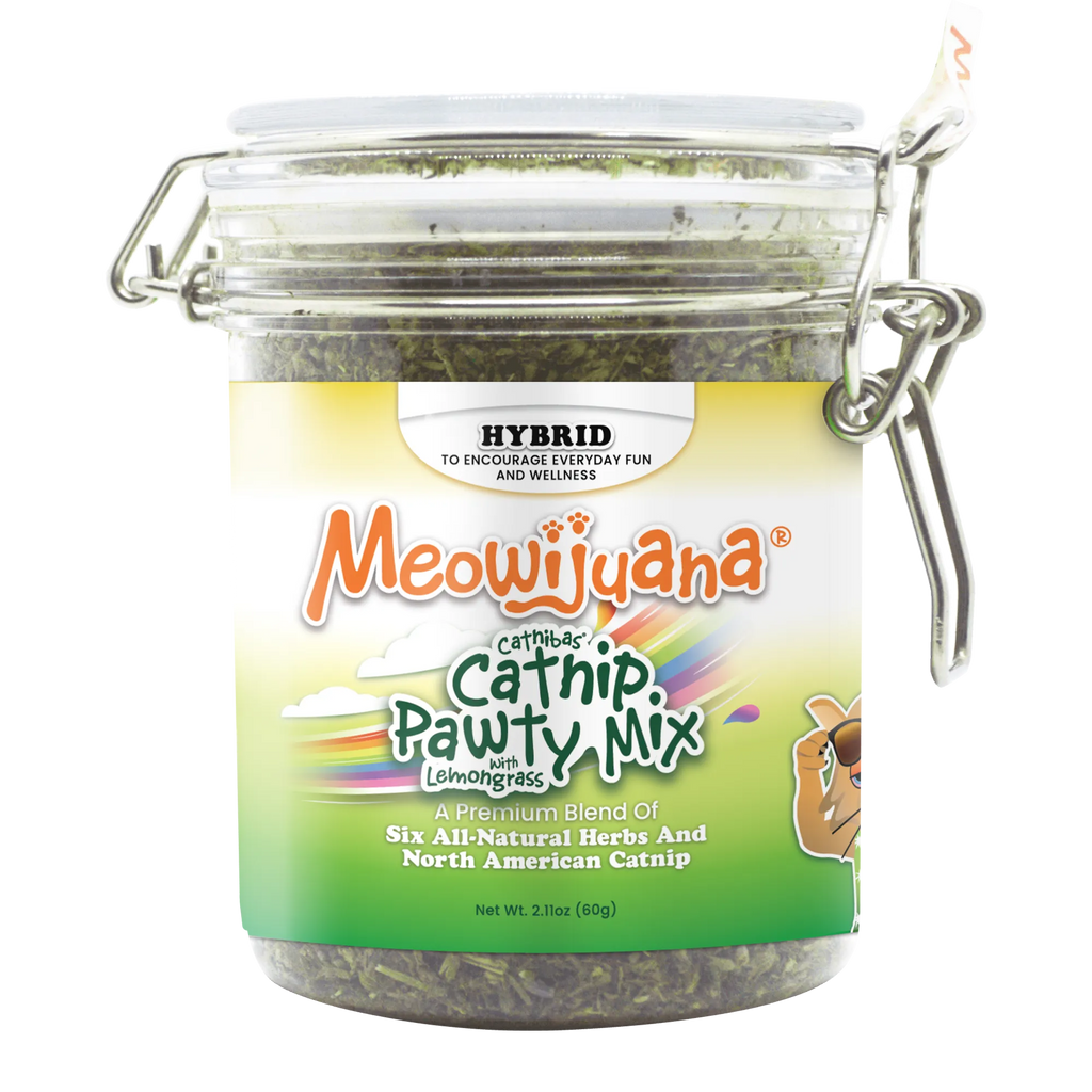 Meowijuana® Jar of Catnibas® Catnip Lemongrass Pawty Mix