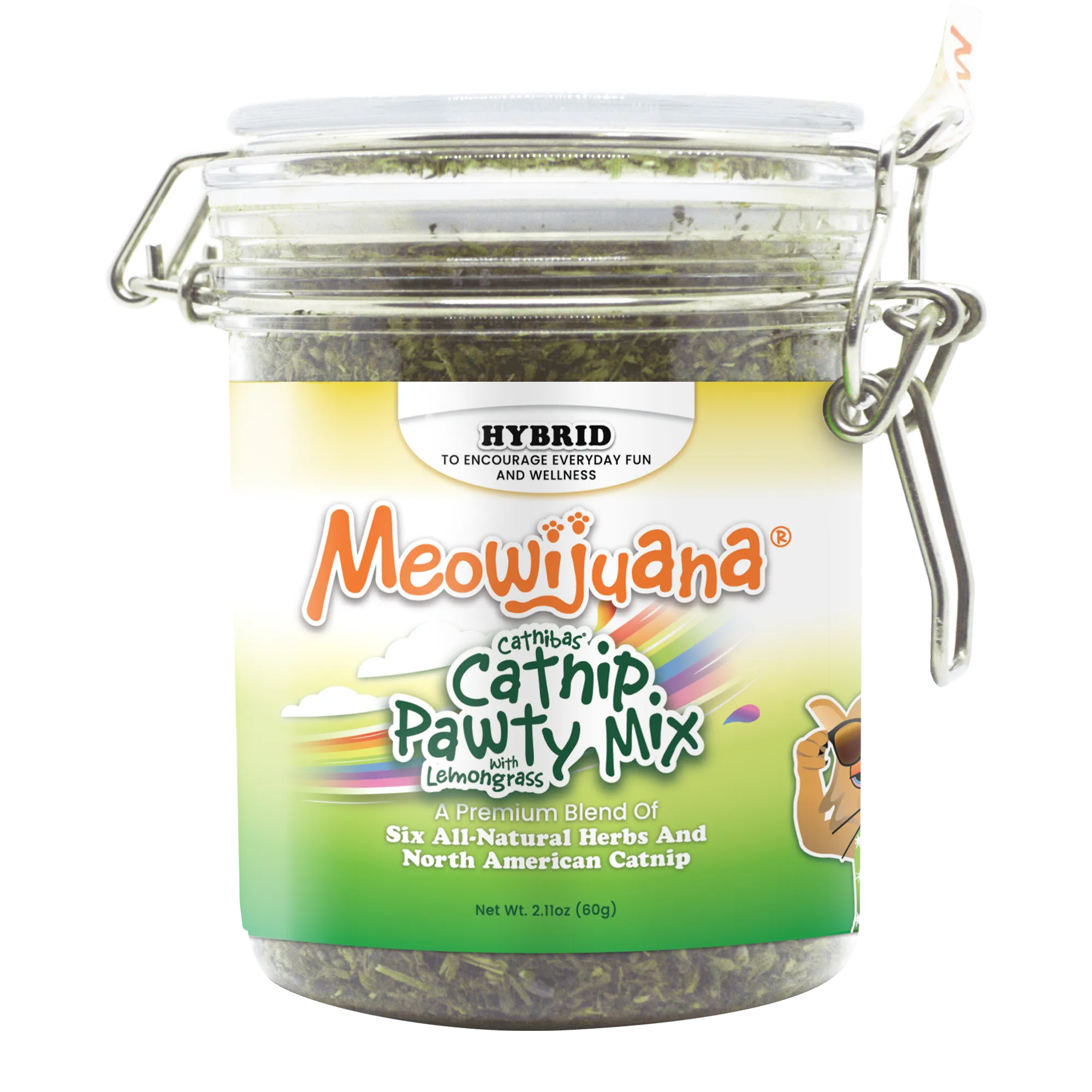 Meowijuana® Jar of Catnibas® Catnip Lemongrass Pawty Mix