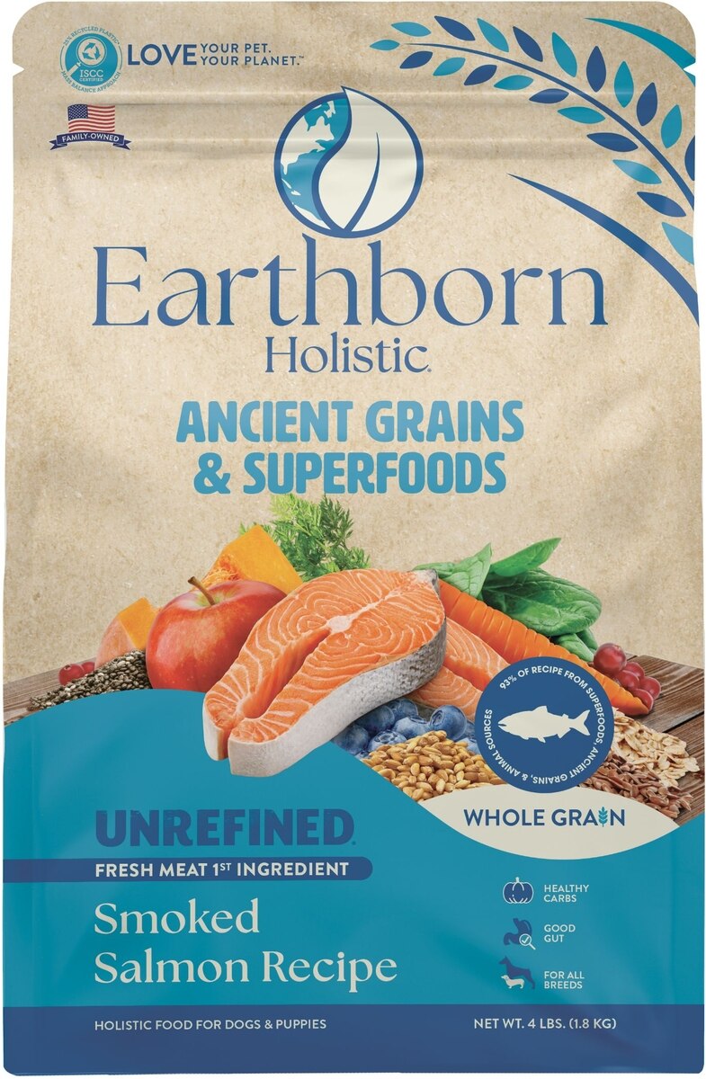 Earthborn Holistic Unrefined Ancient Grains & Superfoods Dry Dog Food Smoked Salmon 25lb