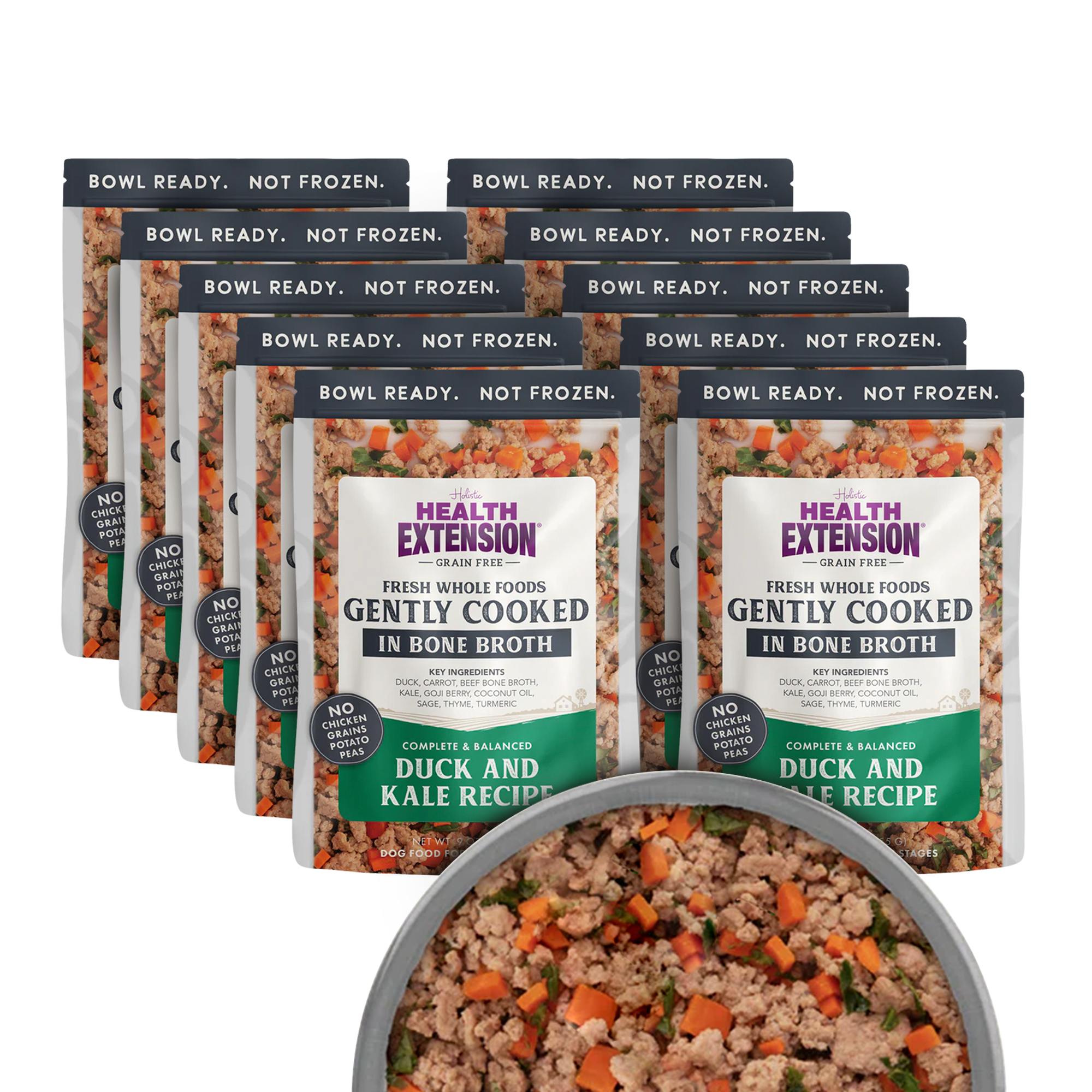 Gently Cooked Duck & Kale Recipe: 3oz pouch 10 pack