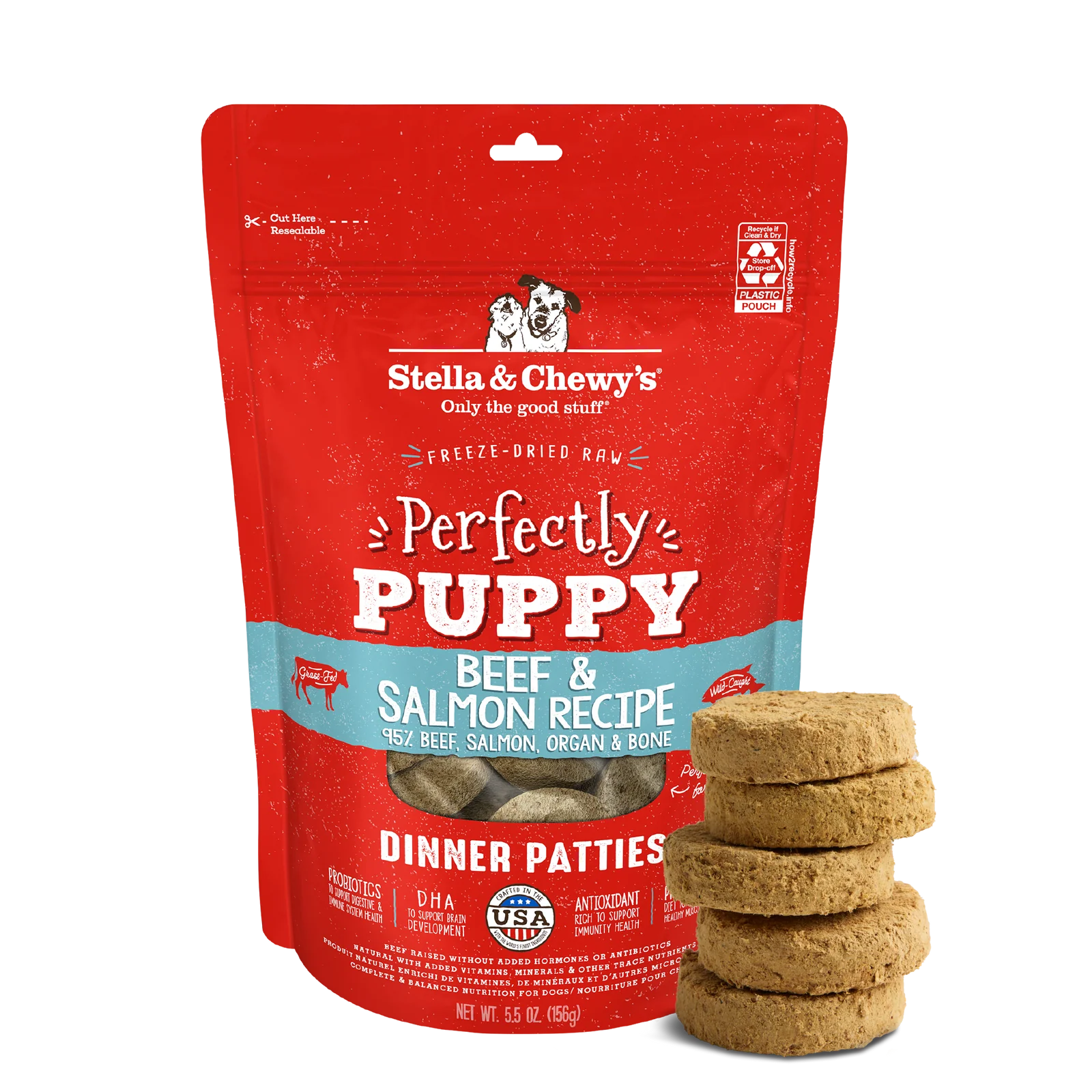 Stella and Chewys Dog Freeze Dried Puppy Beef Salmon 14 oz.
