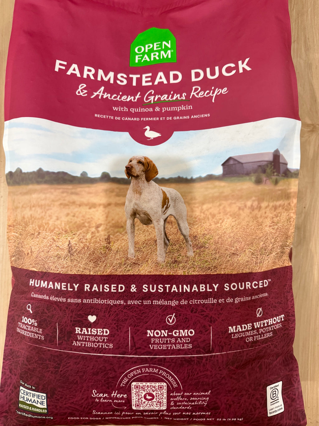 Open Farm Farmstead Duck & Ancient Grains Recipe 22LB