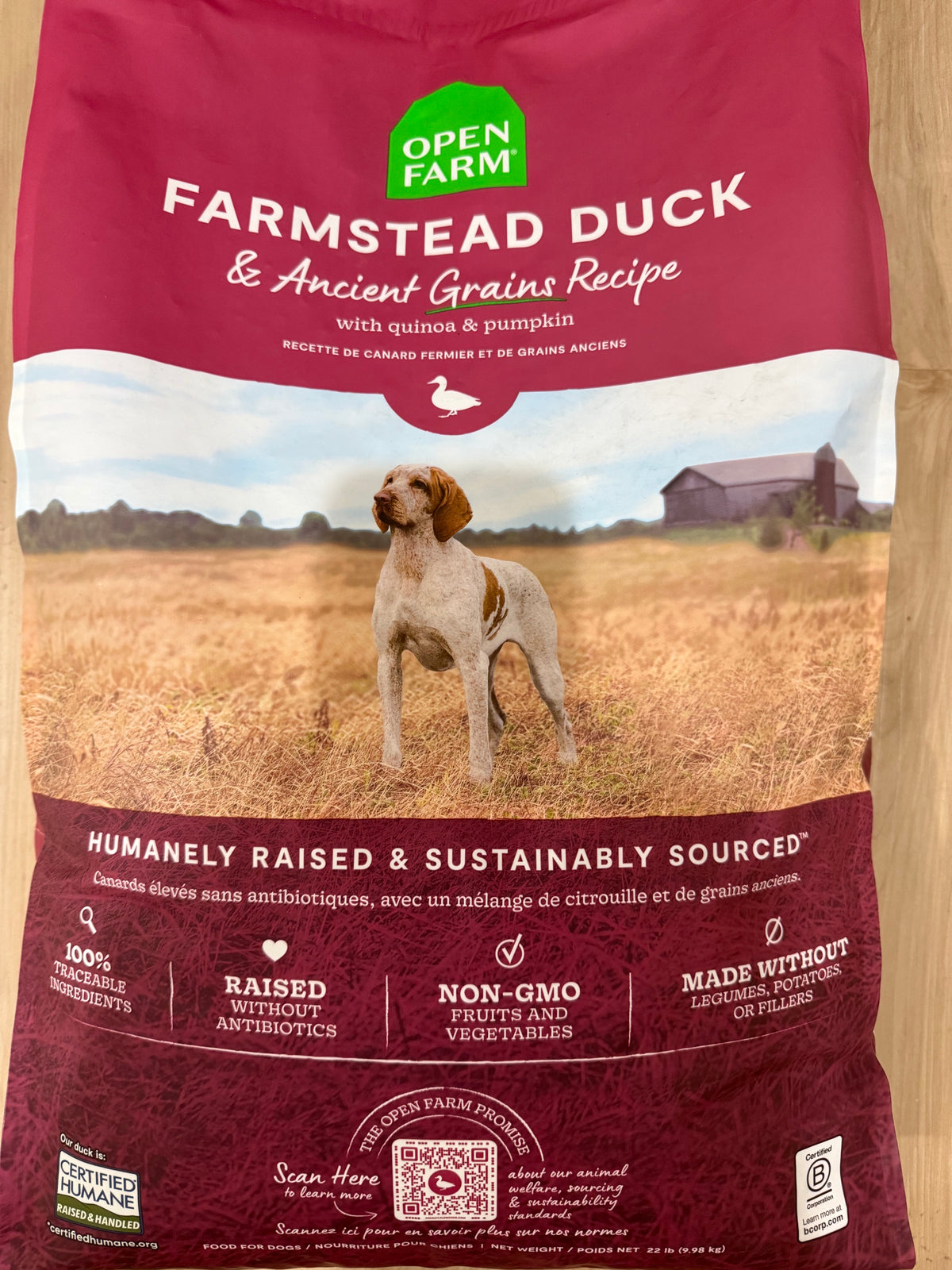 Open Farm Farmstead Duck & Ancient Grains Recipe 22LB