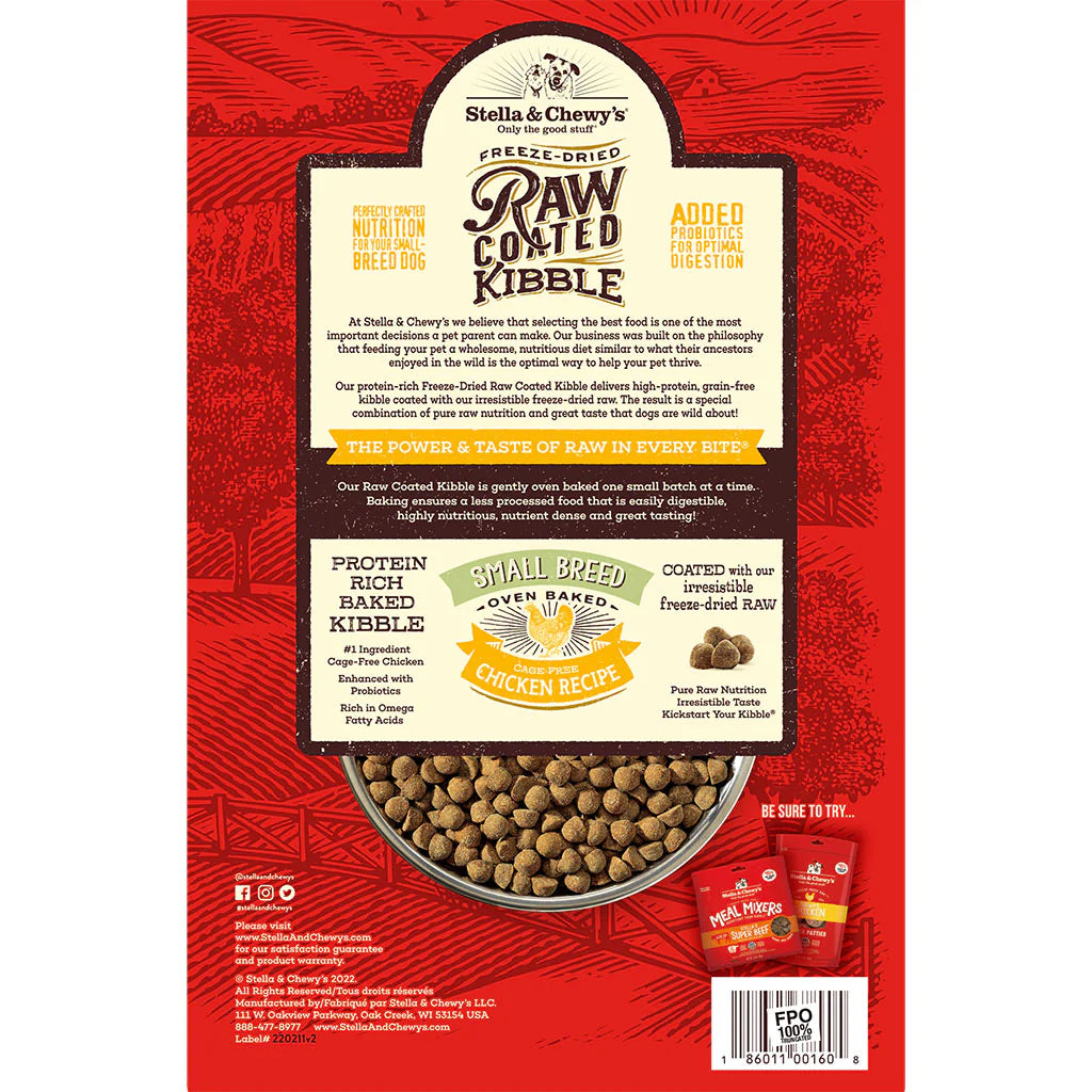 Stella & Chewys Dog Kibble - Raw Coated Chicken Small Breed 10Lbs