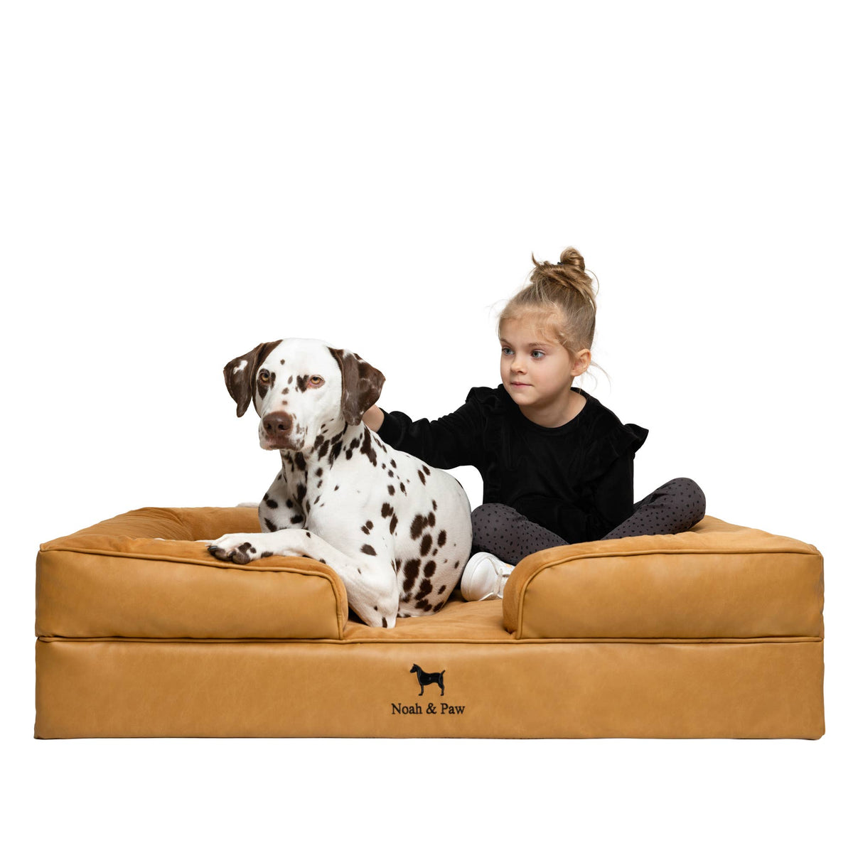 Faux Leather Orthopedic Pet Bed, Cooling Gel Foam, Sofa: Camel / XL [45*35*11]