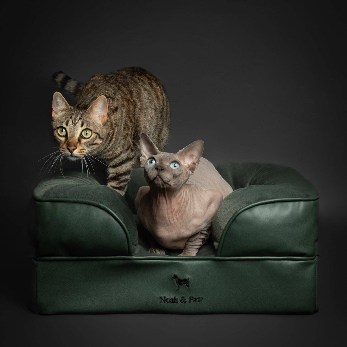 Faux Leather Orthopedic Pet Bed, Cooling Gel Foam, Sofa: Dark Green / S [20*15*8]