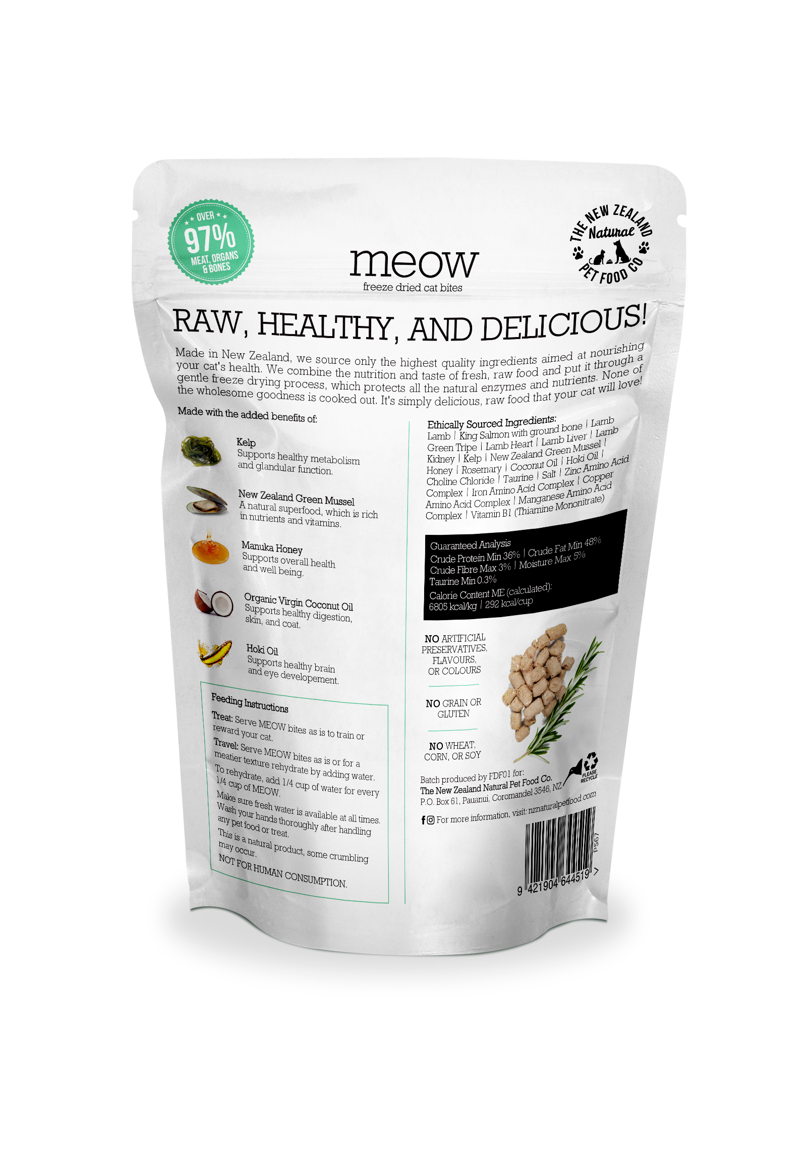 Meow Lamb & King Salmon Freeze Dried Cat Food 1.76 oz