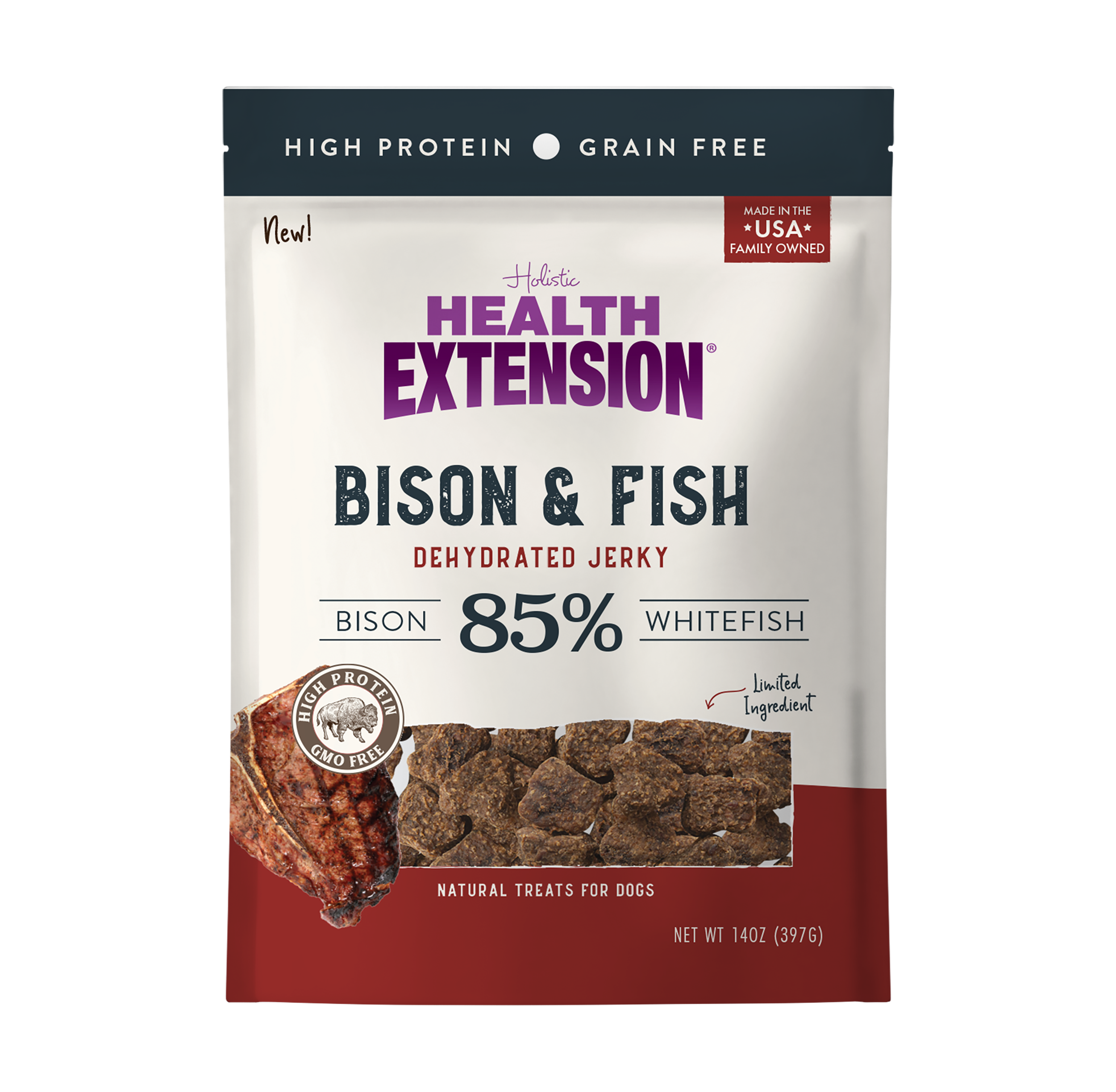 Bison & Fish Jerky: 14oz
