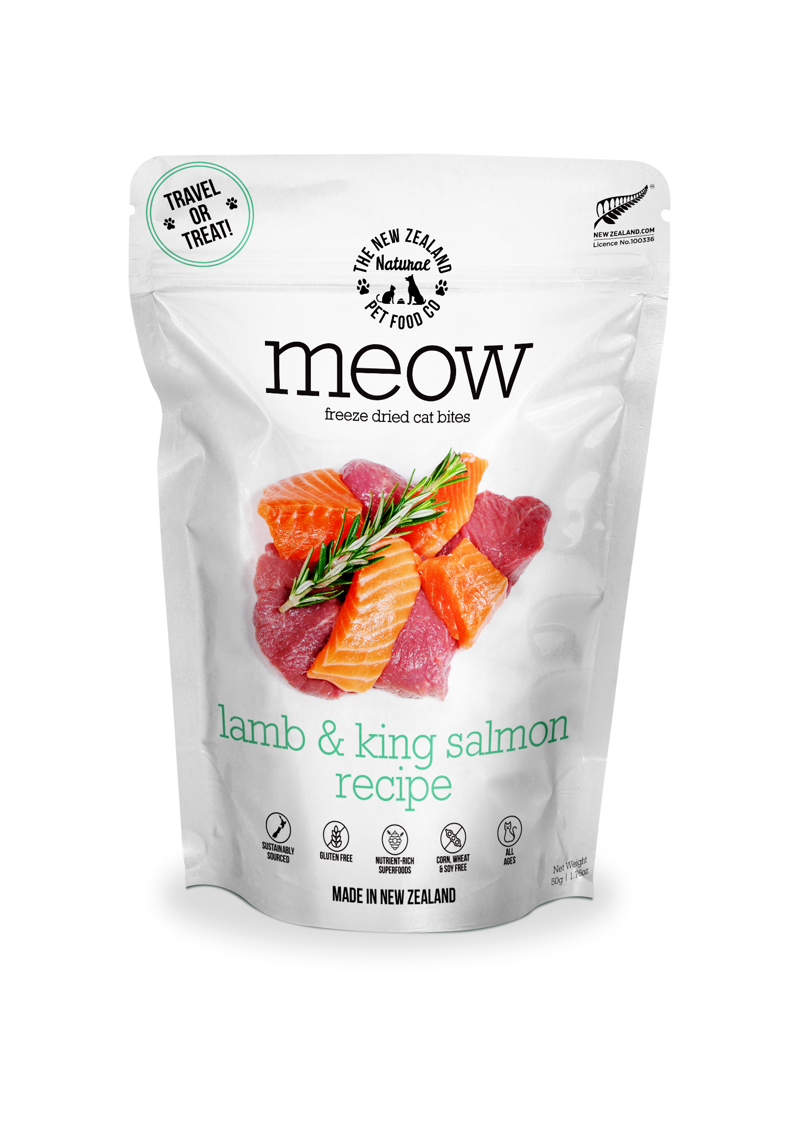 Meow Lamb & King Salmon Freeze Dried Cat Food 1.76 oz