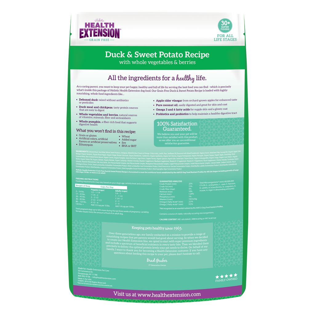 Grain Free Duck & Sweet Potato Recipe: 4 lbs
