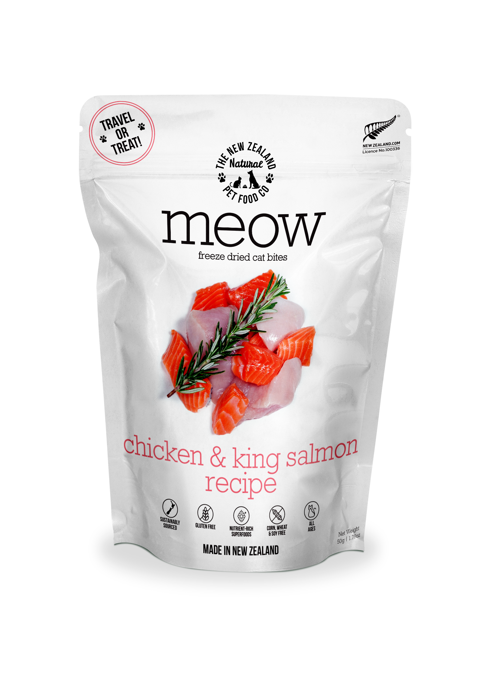 Meow Chicken & King Salmon Freeze Dried Cat Food|9.9oz: 9.9oz
