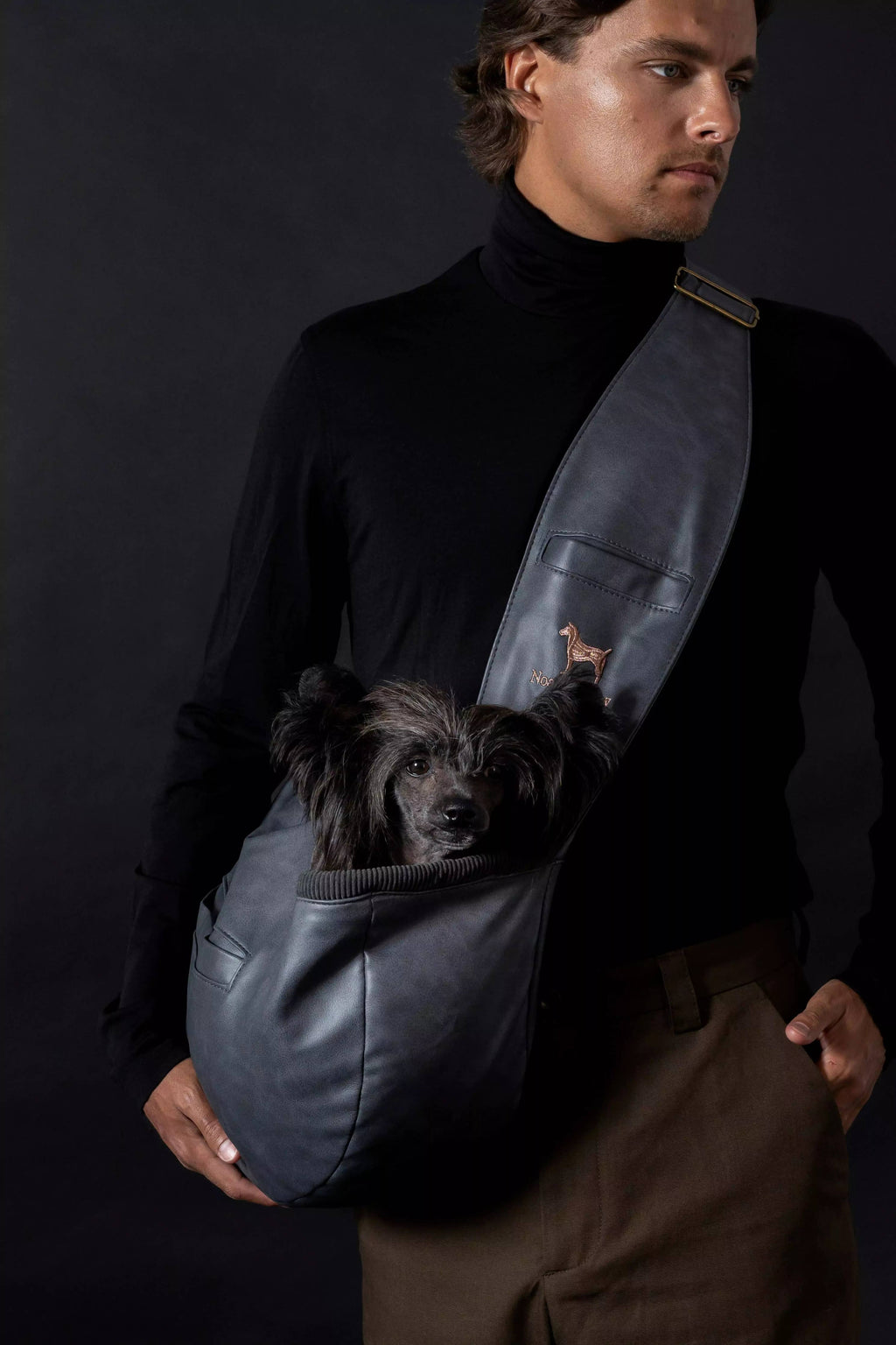 Noah & Paw Vegan Leather Sling Carrier | Black