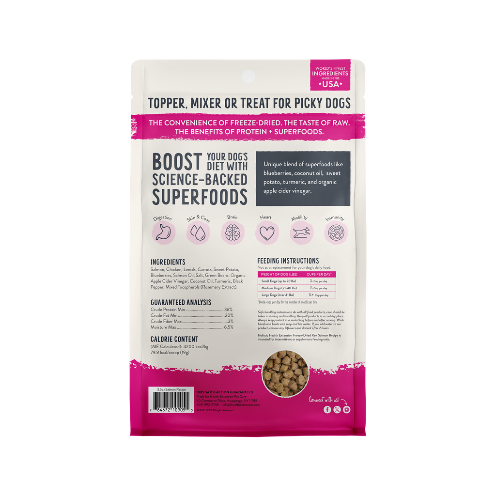 Freeze Dried Raw Salmon Recipe: 3.5oz