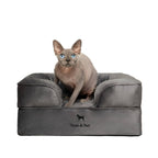 Velvet Orthopedic Pet Bed, Cooling Gel Memory Foam: S [20*15*8] / Brown
