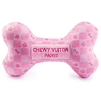 Chewy Vuiton Checker Bone Squeaky Dog Toy | Pink | Small