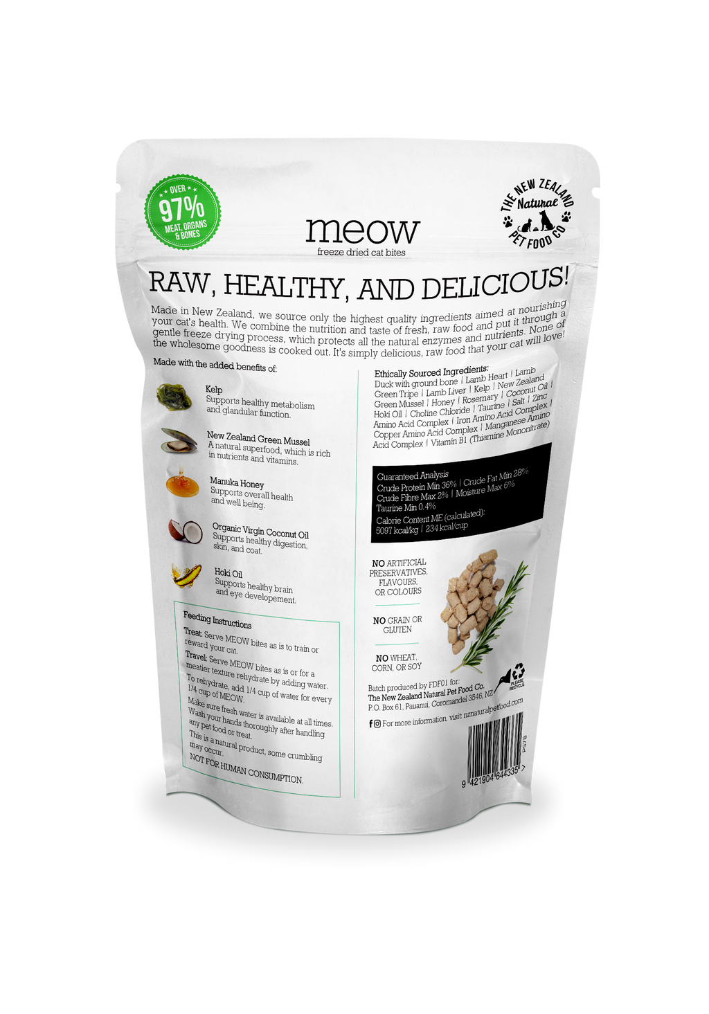 Meow Duck Freeze Dried Cat Food 1.76oz |: 1.76oz