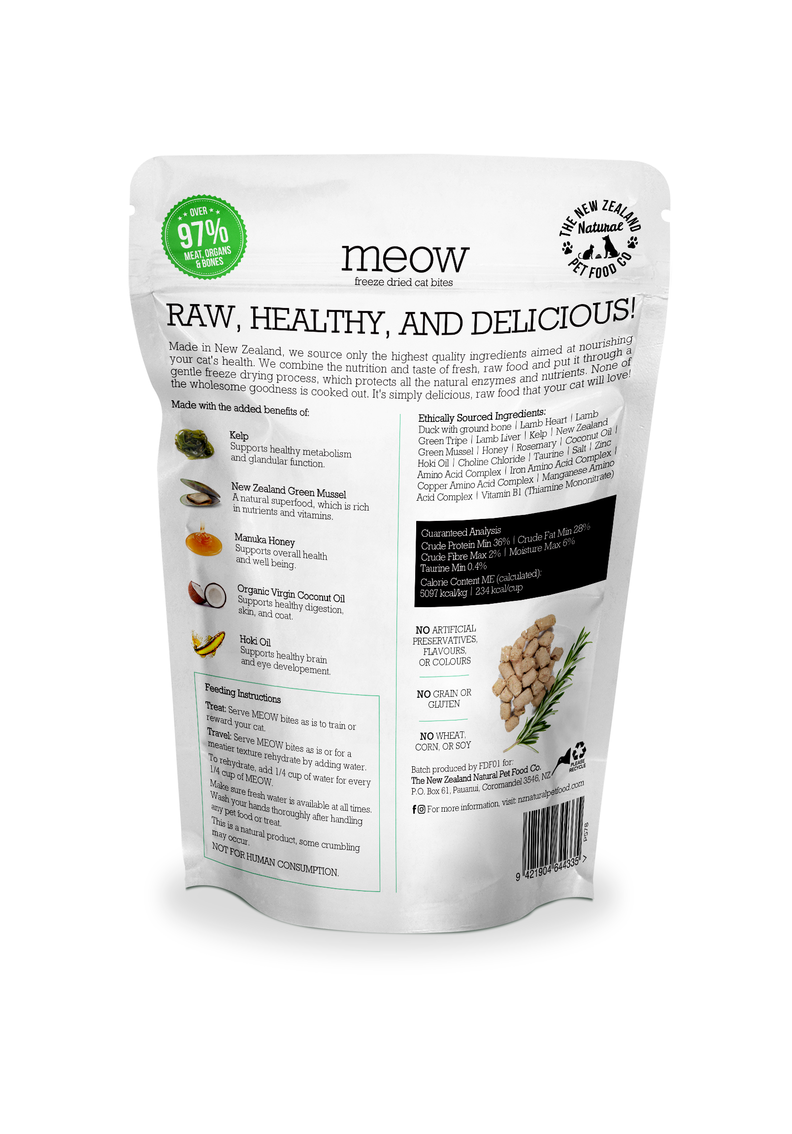Meow Duck Freeze Dried Cat Food 1.76oz |: 1.76oz