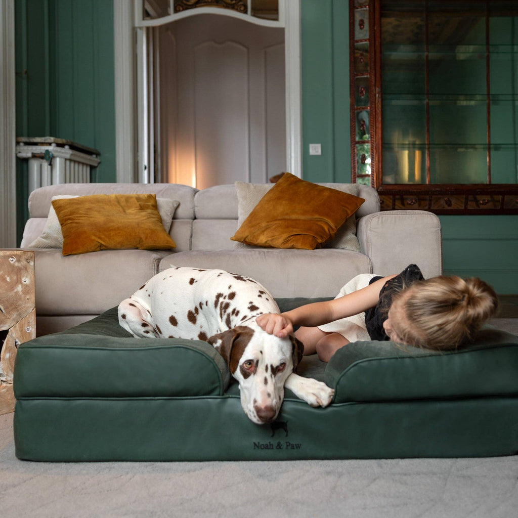Faux Leather Orthopedic Pet Bed, Cooling Gel Foam, Sofa: Black / XL [45*35*11]
