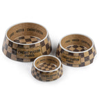 Chewy Vuiton Bowl & Placemat Set | Tan Checker | Small