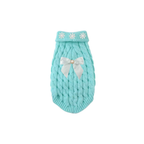 Pearl Bow Cable Knit Dog Sweater – Luxe Winter Petwear: Blue / XS